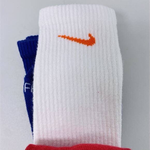 Nike Everyday Plus Dri-FIT Crew Socks 3 Pairs Red White Blue Large Sizes 8-13 - Picture 8 of 11